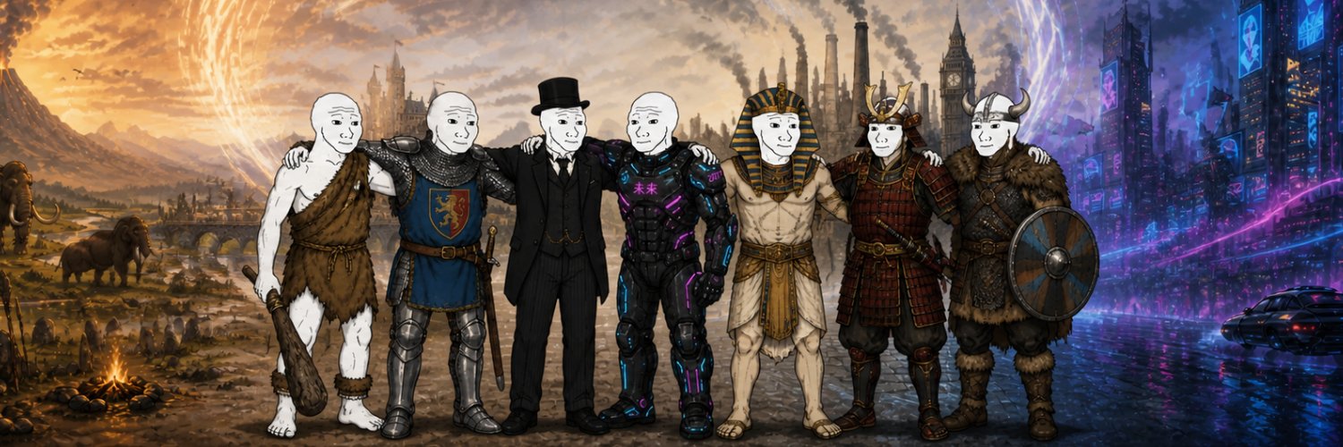 Wojak across every era of human history standing together